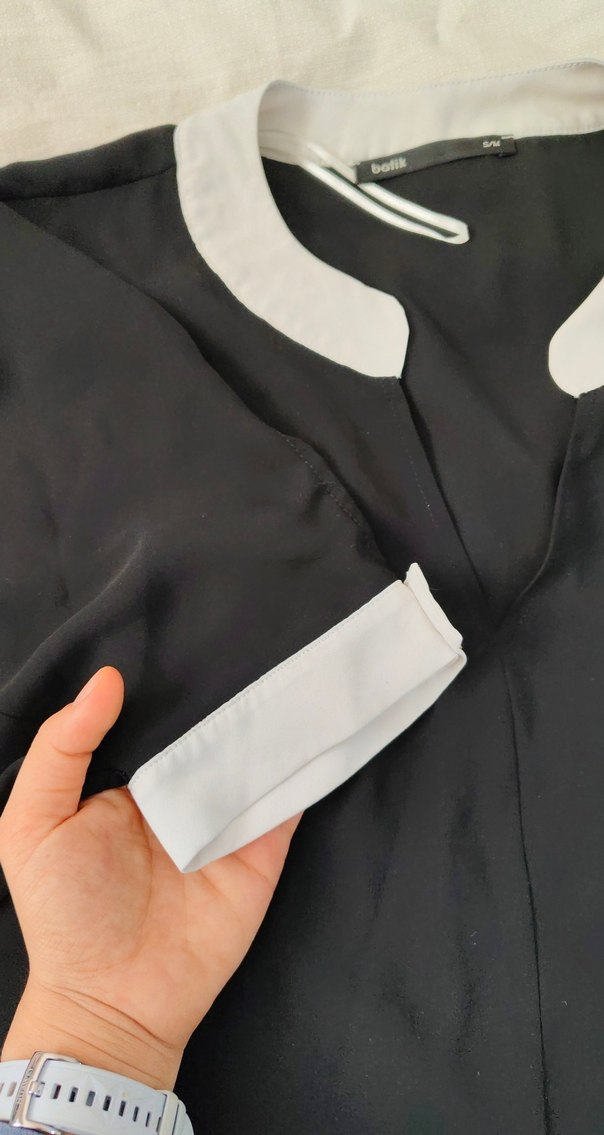 Düğmeli Siyah Hamile Bluz - Görsel 3