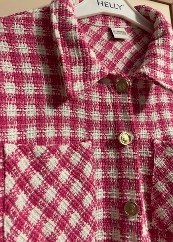 Düğmeli Pembe Kareli Kız çocuk Gömlek - Görsel 5