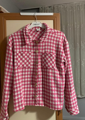 Düğmeli Pembe Kareli Kız çocuk Gömlek - Görsel 3