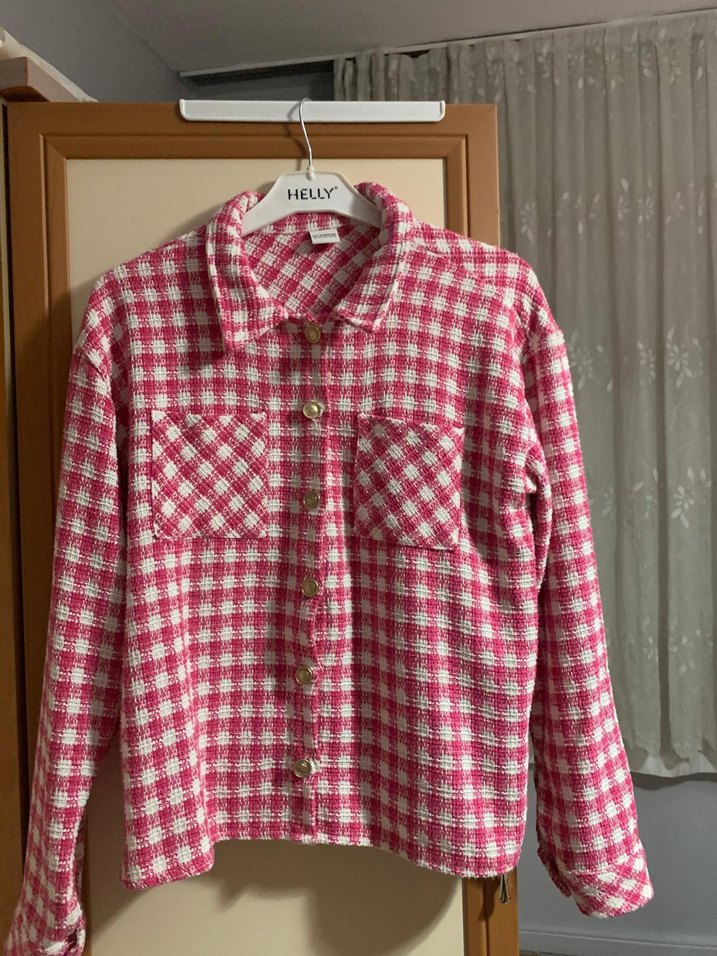 Düğmeli Pembe Kareli Kız çocuk Gömlek - Görsel 3