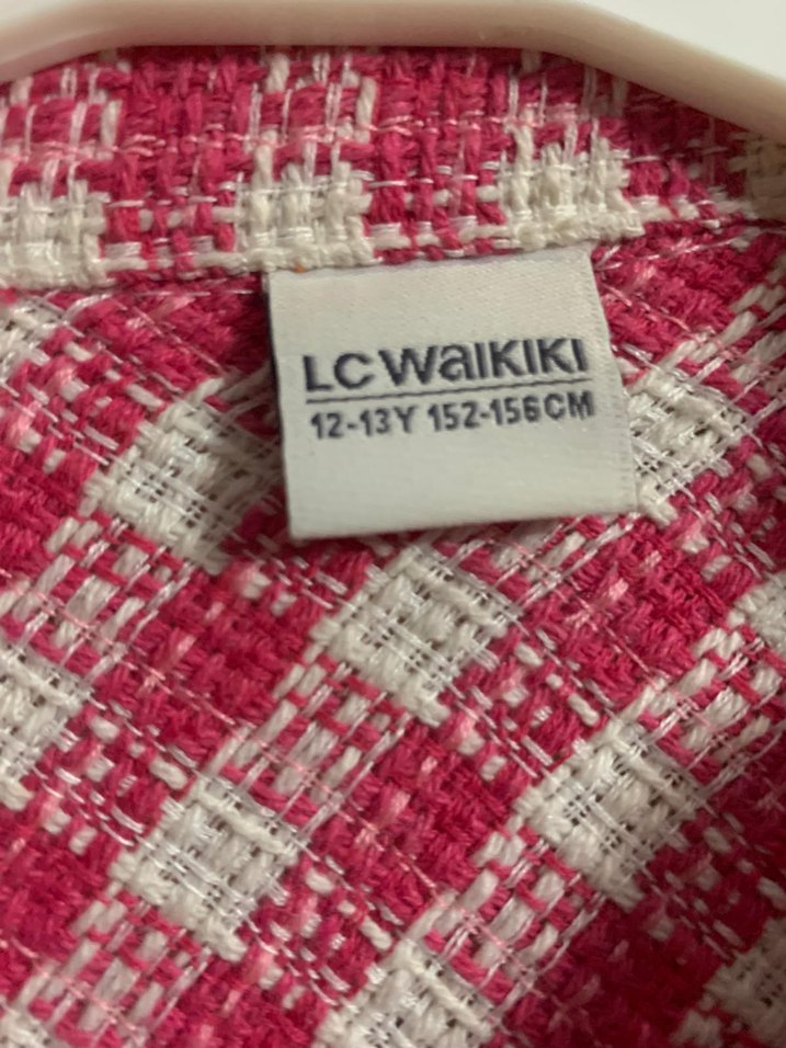 Düğmeli Pembe Kareli Kız çocuk Gömlek - Görsel 4