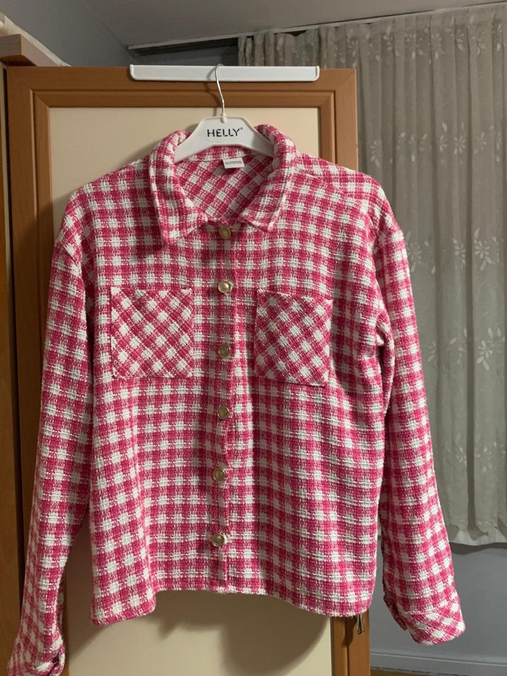 Düğmeli Pembe Kareli Kız çocuk Gömlek - Görsel 2