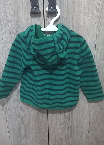 Bebek için yeşil desenli sweetshirt önden fermuarlı - Görsel 2