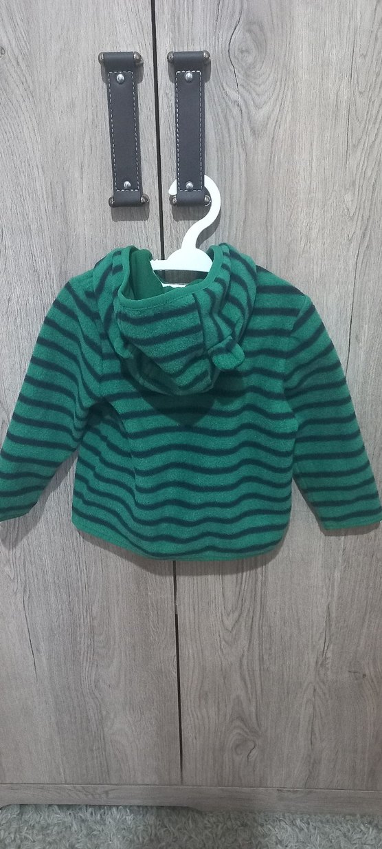 Bebek için yeşil desenli sweetshirt önden fermuarlı - Görsel 2