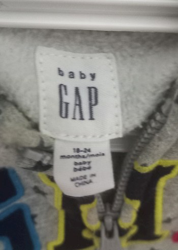 Gri Baskılı Baby GAP Bebek sweetshirt fermuarlı - Görsel 3