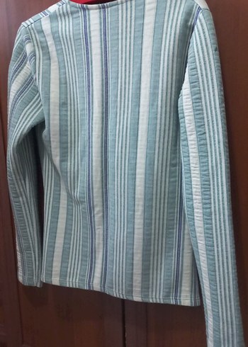 Düğmeli Çizgili Kadın Blazer Ceket - Görsel 3