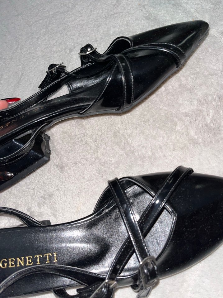 Siyah Parlak Tokalı Topuklu Ayakkabı - Görsel 3