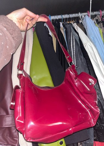 Çok gözlü bordo rugan çanta - Görsel 3