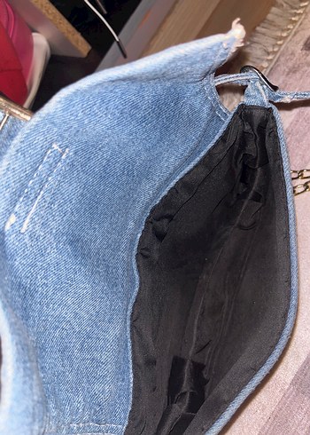 Mavi Kot Kumaşlı Tokalı Kadın Çantası - Görsel 4