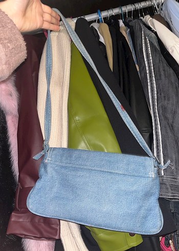 Mavi Kot Kumaşlı Tokalı Kadın Çantası - Görsel 2