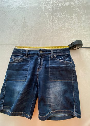 Mango Jeans Taş Işlemeli Koyu Yıkama Şort - Görsel 4