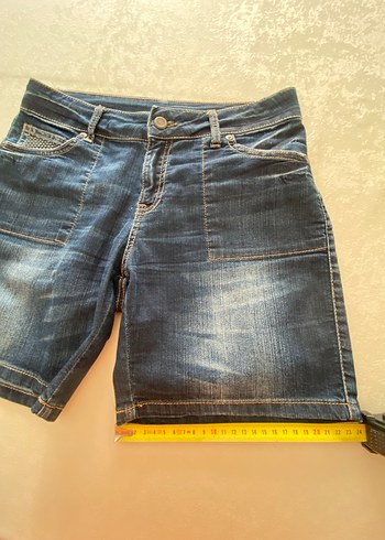 Mango Jeans Taş Işlemeli Koyu Yıkama Şort - Görsel 2