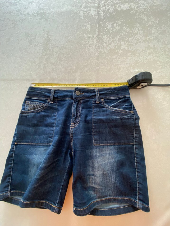Mango Jeans Taş Işlemeli Koyu Yıkama Şort - Görsel 4