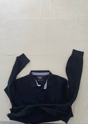 Tertemiz Hang Ten Siyah %100 Pamuk Polo Yaka Sweatshirt Erkek L - Görsel 10