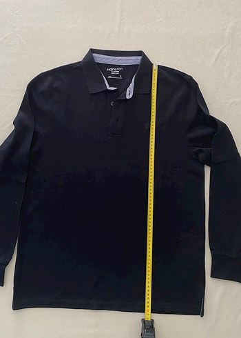 Tertemiz Hang Ten Siyah %100 Pamuk Polo Yaka Sweatshirt Erkek L - Görsel 3