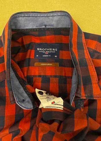 Brothers Kansas Indigo Ekoseli Modern Fit Gömlek -M Beden Erkek - Görsel 3