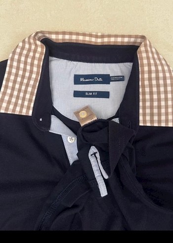 Massimo Dutti Slim Fit Lacivert PoloTişört Pötikare Yaka Detaylı - Görsel 2