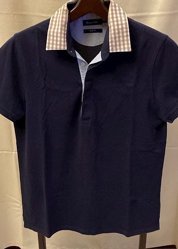 Massimo Dutti Slim Fit Lacivert PoloTişört Pötikare Yaka Detaylı - Görsel 4