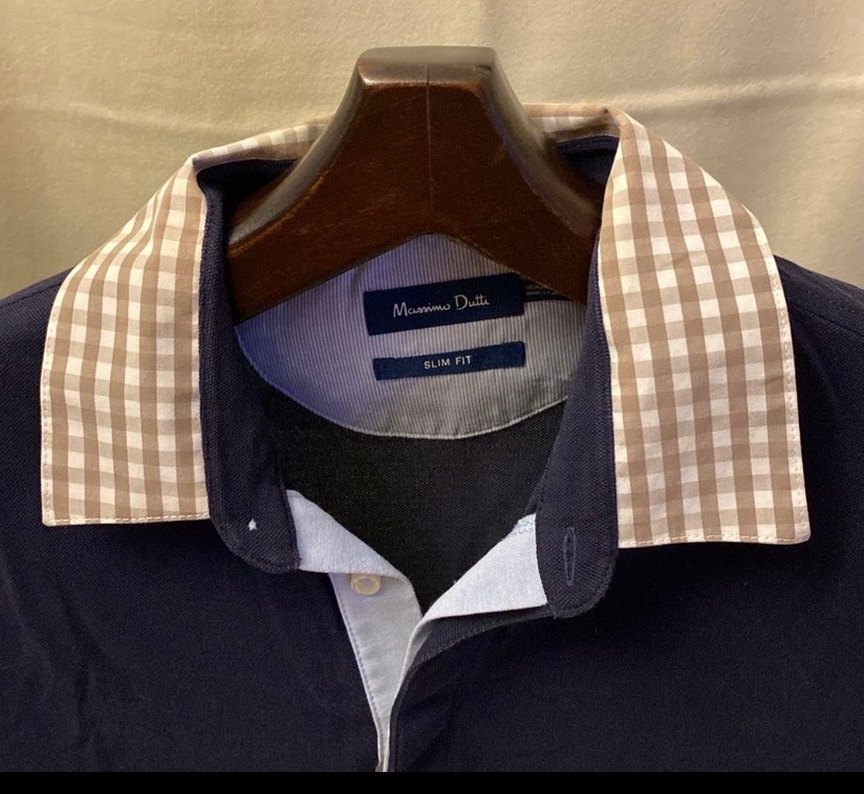 Massimo Dutti Slim Fit Lacivert PoloTişört Pötikare Yaka Detaylı - Görsel 3