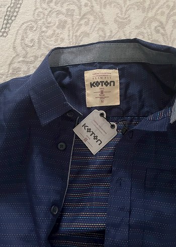 Erkek Lacivert Kısa Kollu Keten Gömlek - Görsel 2