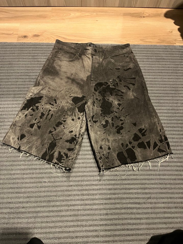 Erkek Gri Tie-Dye Kısa Kot Şort - Görsel 2