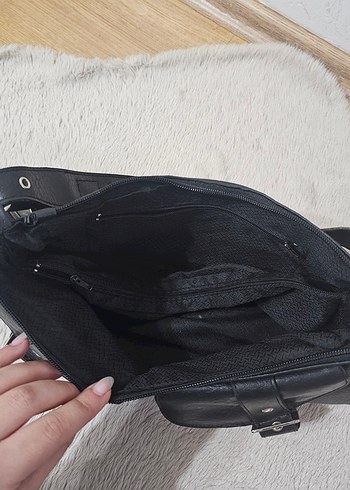 Tokalı Siyah Deri Kadın Çantası Vintage - Görsel 5