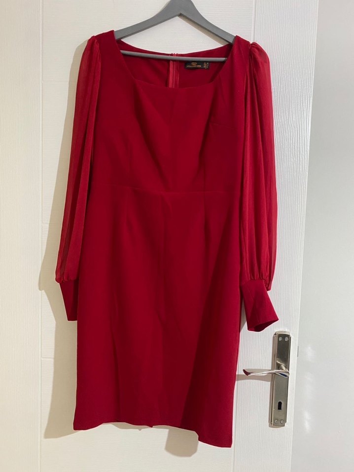 Krep Kumaş Kare Yaka Mini Elbise - Görsel 2