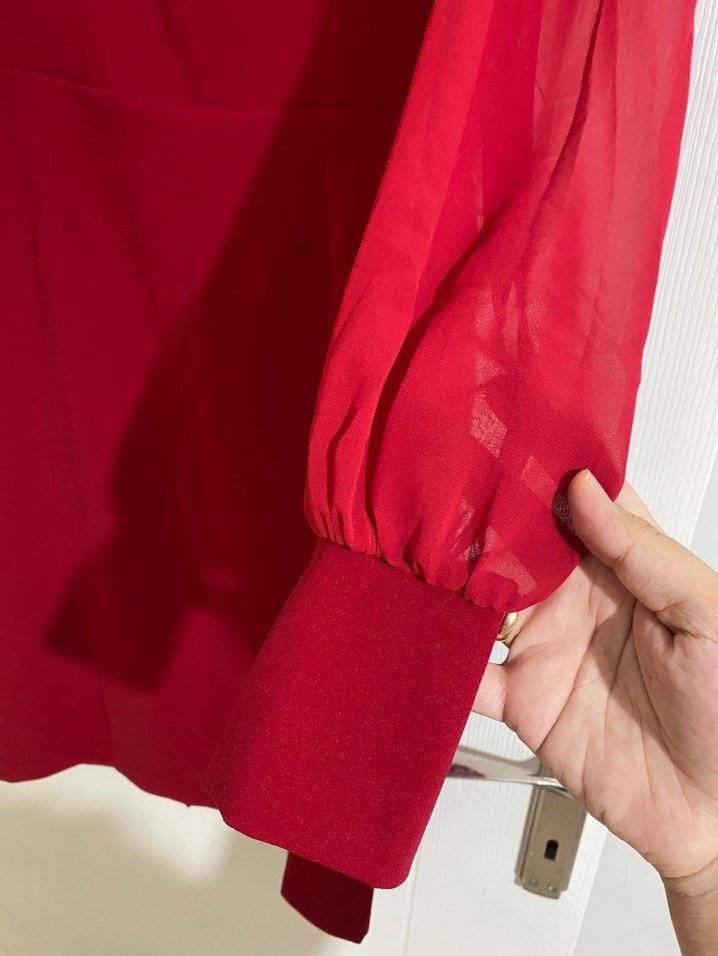 Krep Kumaş Kare Yaka Mini Elbise - Görsel 3