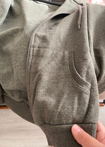 Haki İçi Polar Fermuarlı Sweat - Görsel 4