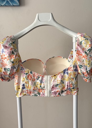 Çiçek Desenli Straplez Mini Büstiyer - Görsel 3