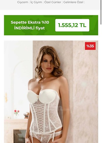 Beyaz Dantel Strappy Büstiyer Takım - Görsel 3