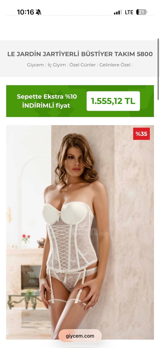 Beyaz Dantel Strappy Büstiyer Takım - Görsel 3