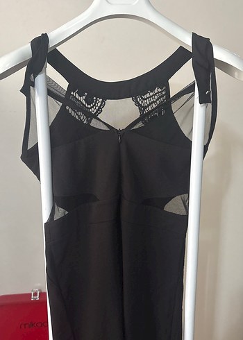 Kadın Siyah Dantel Detaylı Uzun Tulum - Görsel 3