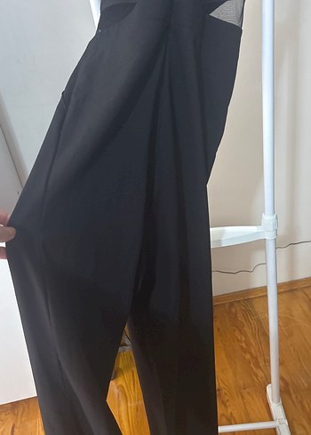 Kadın Siyah Dantel Detaylı Uzun Tulum - Görsel 4