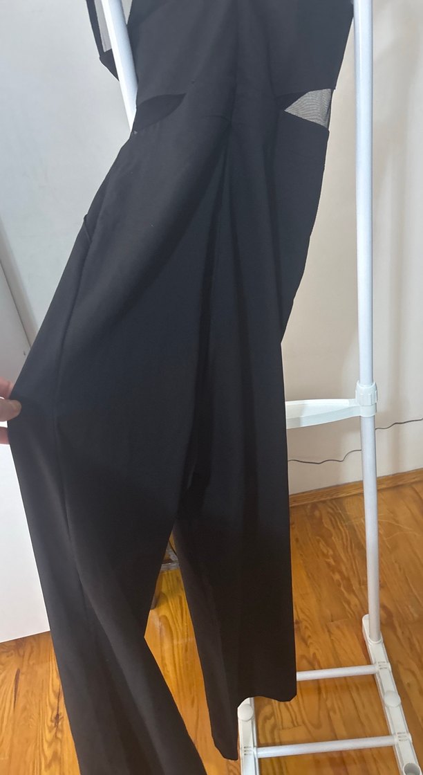 Kadın Siyah Dantel Detaylı Uzun Tulum - Görsel 4