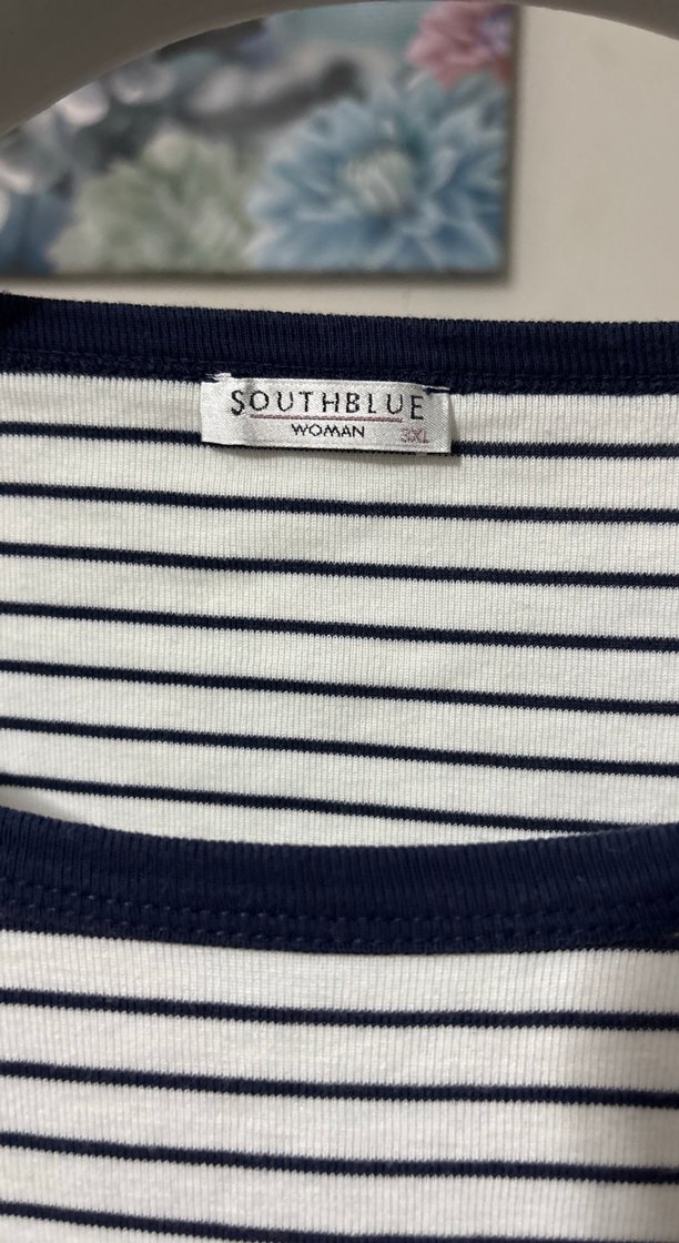 Düğmeli Çizgili Beyaz Kadın Tişört - Görsel 3