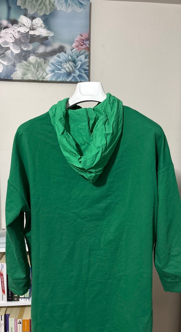 Yeşil Kapüşonlu Salaş Sweatshirt - Görsel 5