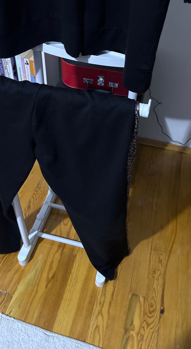 Kemerli Siyah Kadın Uzun Eşofman Takımı - Görsel 4