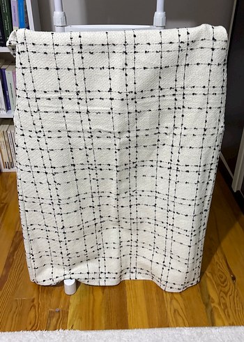 Düğmeli Beyaz Siyah Ekose Kadın Takım - Görsel 2