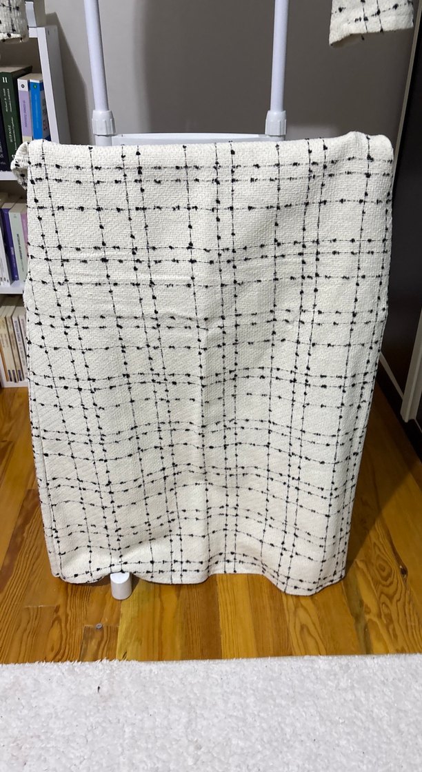 Düğmeli Beyaz Siyah Ekose Kadın Takım - Görsel 2