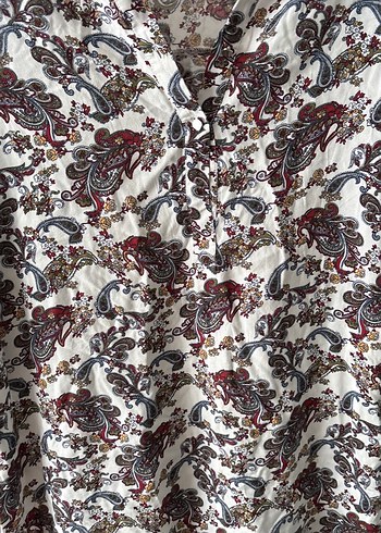 Bohem Desenli V Yaka Pamuklu Kadın Bluz - Görsel 2