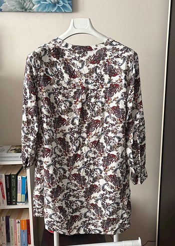 Bohem Desenli V Yaka Pamuklu Kadın Bluz - Görsel 4