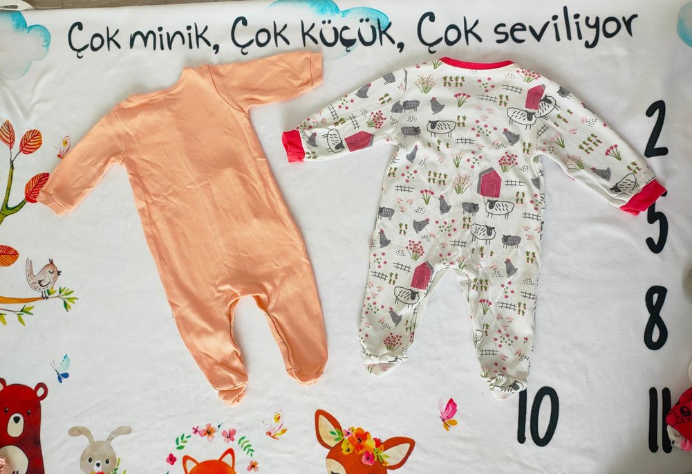 Renkli Pamuklu Bebek Tulumları 3/6 ay - Görsel 3