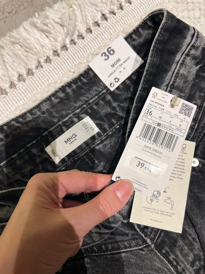 Gri Tie-Dye Regular Fit Kadın Kot Pantolon - Görsel 3