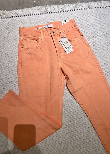 Turuncu Tie-Dye Denim Kadın Pantolon - Görsel 2