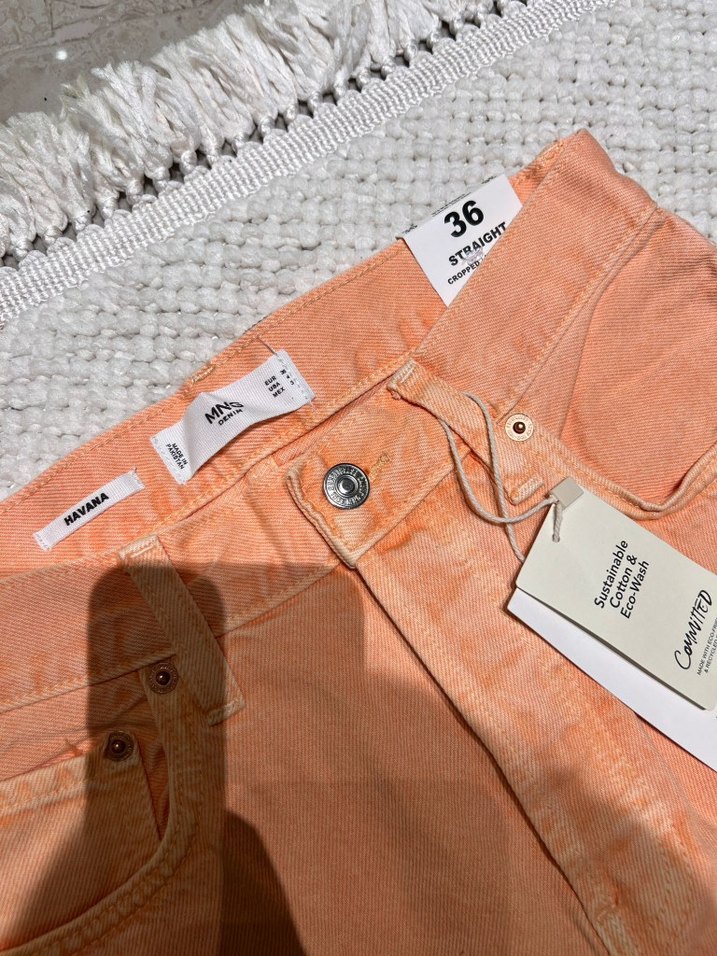 Turuncu Tie-Dye Denim Kadın Pantolon - Görsel 3