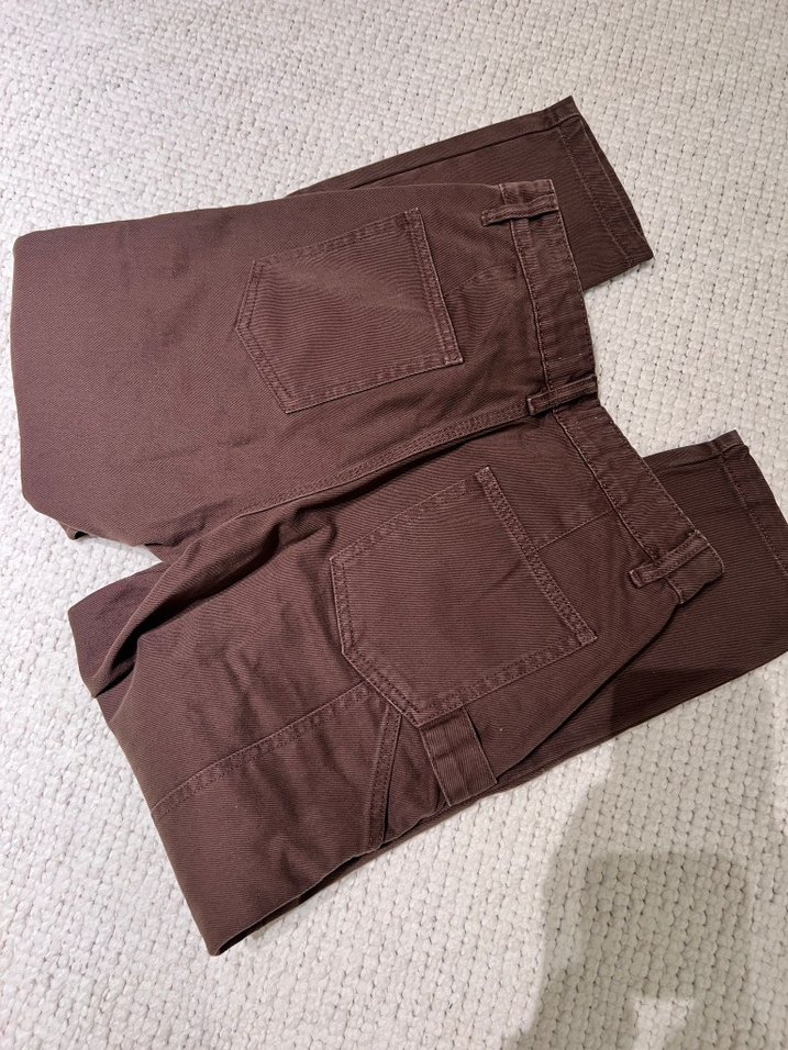 Düğmeli Kahverengi Bol Kesim Kadın Kot Pantolon - Görsel 3