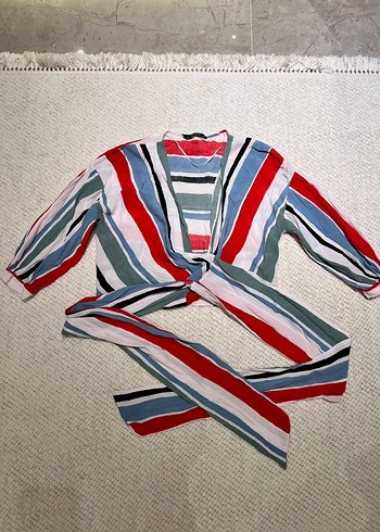 Çok Renkli Çizgili Uzun Kollu Gömlek - Görsel 2