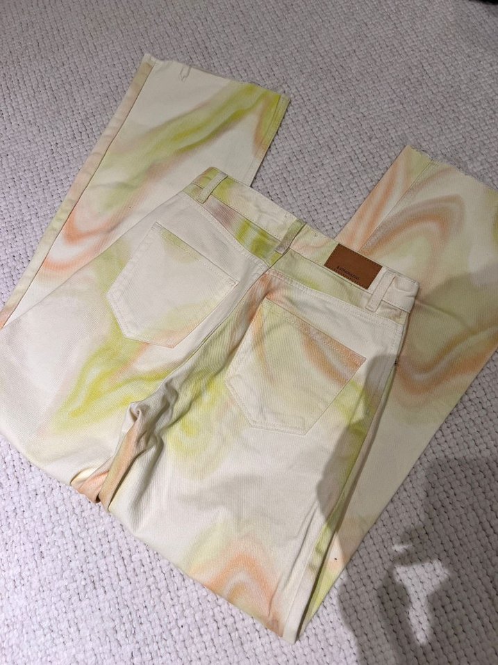 Renkli Tie-Dye Desenli Midi Kadın Pantolon - Görsel 3