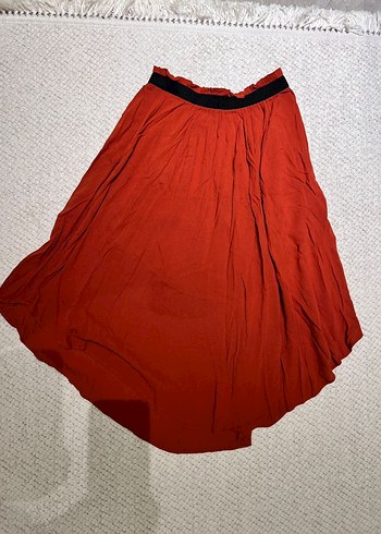 Kırmızı Uzun Salaş Drapeli Etek - Görsel 2